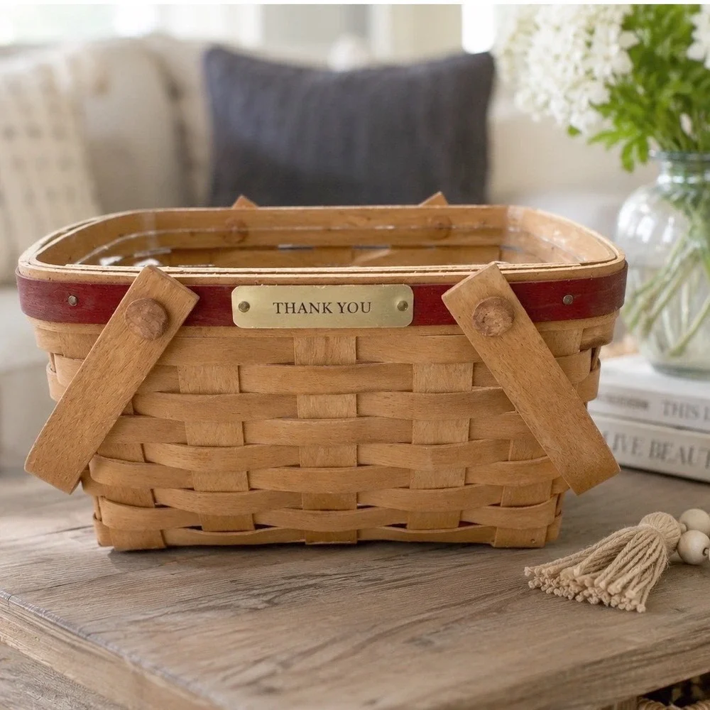 Longaberger 2005 Thank You‎ Basket Plastic Liner Handmade Woven Vintage 21-10